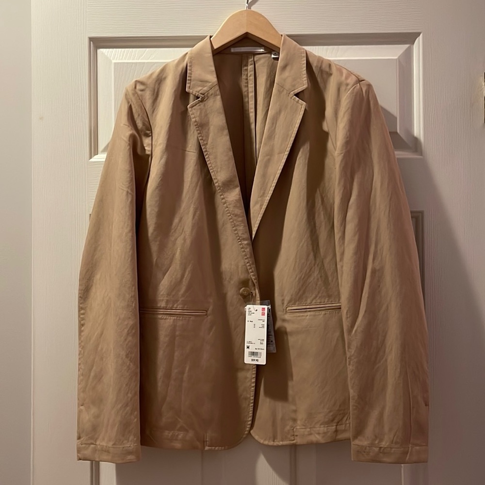 Uniqlo beige linen-blend blazer size M